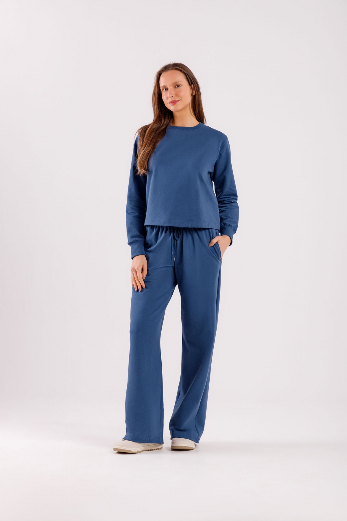 PIJAMA FEMININO LONGO COM CALÇA AZUL - COR COM AMOR