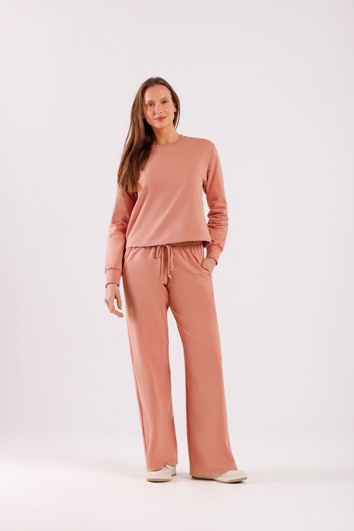 PIJAMA FEMININO LONGO COM CALÇA ROSA - COR COM AMOR