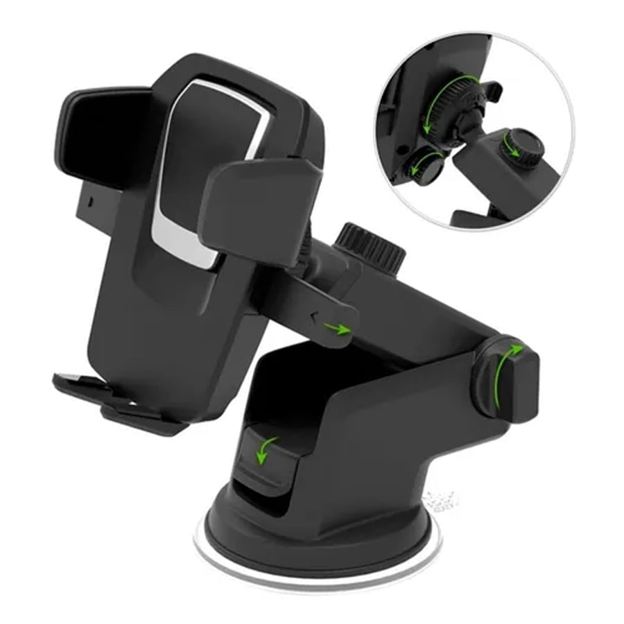 Suporte para Celular e GPS com Braços Ajustáveis e Ventosa de Silicone