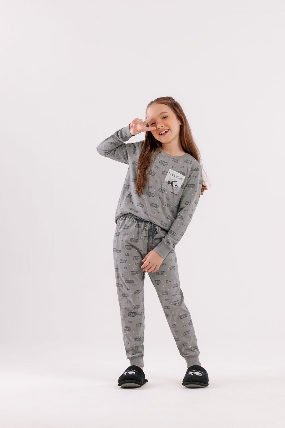 PIJAMA FEMININO INFANTIL LONGO ESTAMPA DESPERTADOR FAMÍLIA - COR COM AMOR
