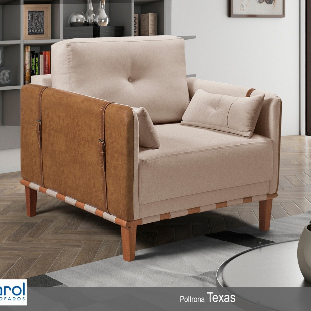 Poltrona Texas Com Capa Couro - Luxo Decor