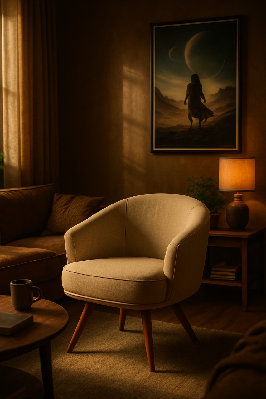 Poltrona Julia Giratoria Pes Madeira - Luxo Decor