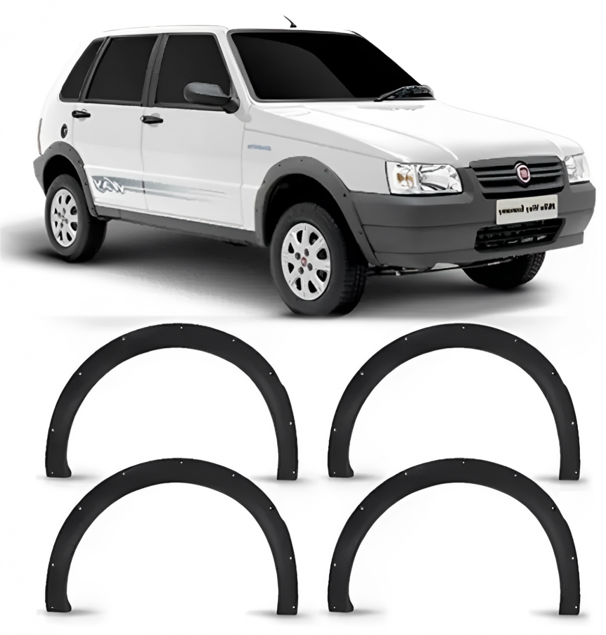 Acabamento Alargador Paralama Fiat Uno Way 04/09 Preto 