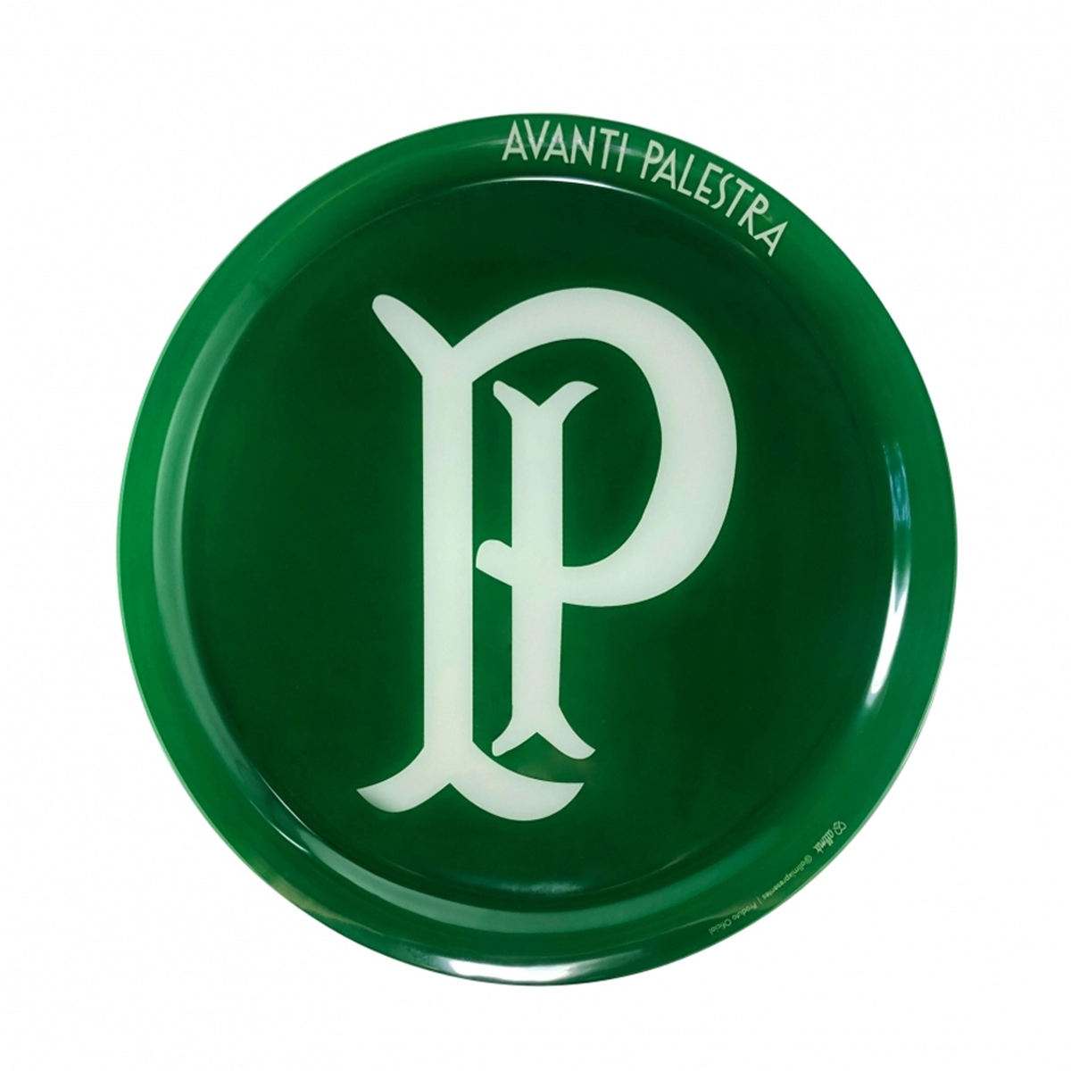 Prato Para Servir Pizza Allmix Redondo Vidro Licenciado 38cm Palmeiras Verde