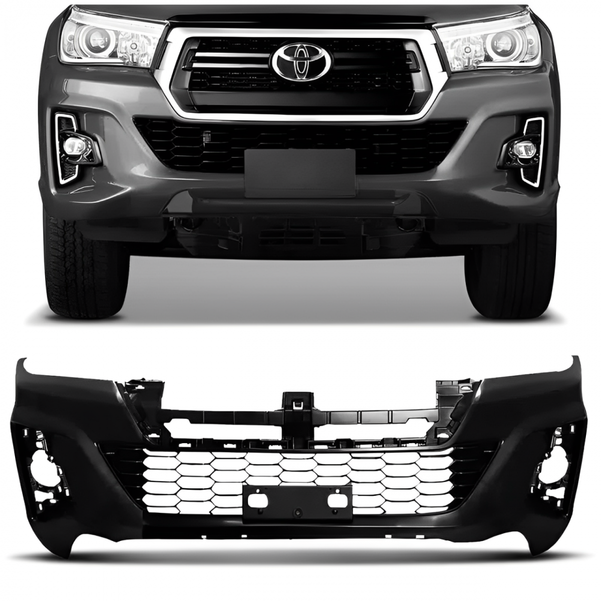 PARACHOQUE DIANTEIRO HILUX 2018 A 2020 COM GRADE PRETO LISO