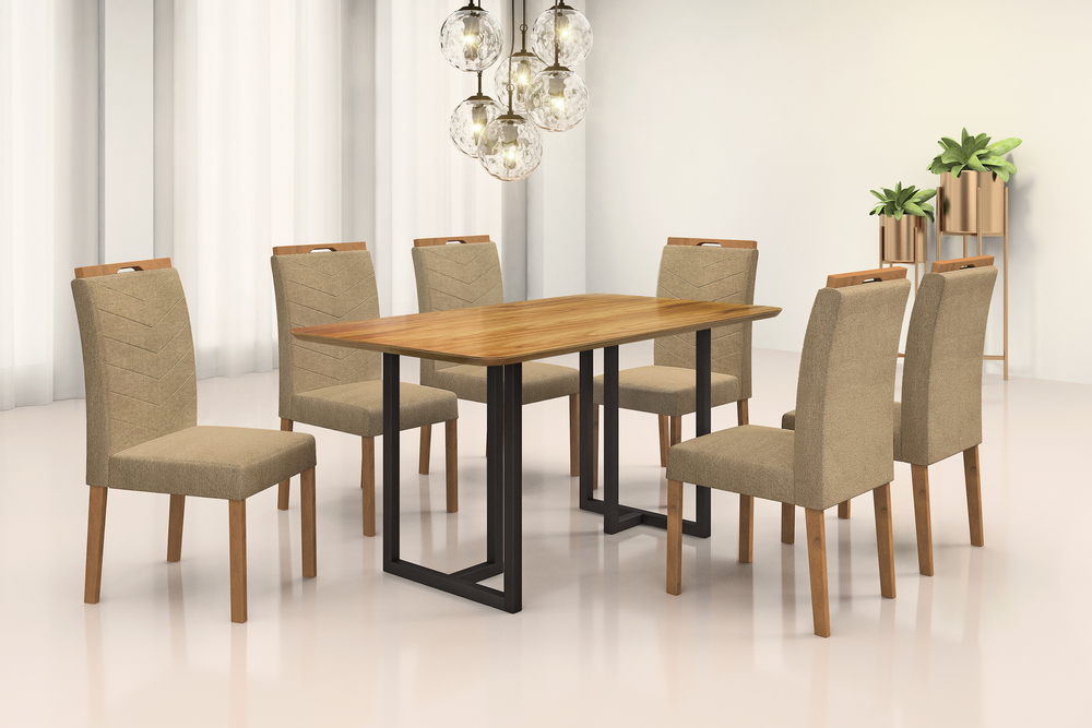 Conjunto de Jantar Viena com 6 Cadeiras base Goiás BM Tubulares