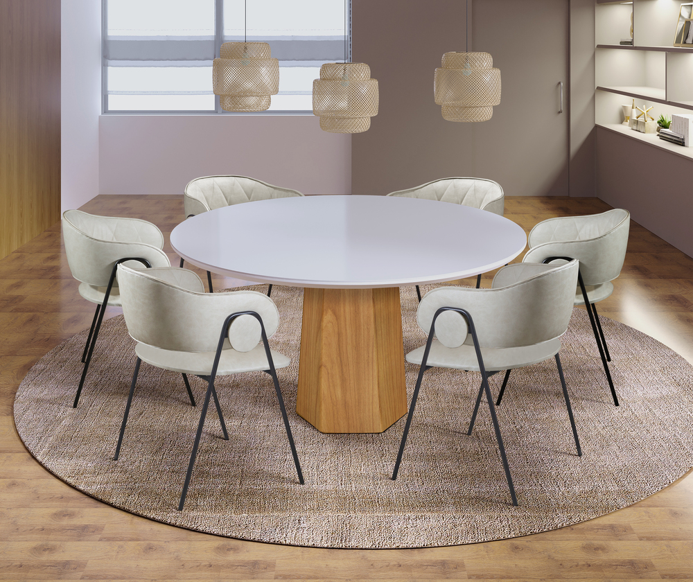Conjunto de Jantar Siena com 6 Cadeiras Base Roraima BM Tubulares