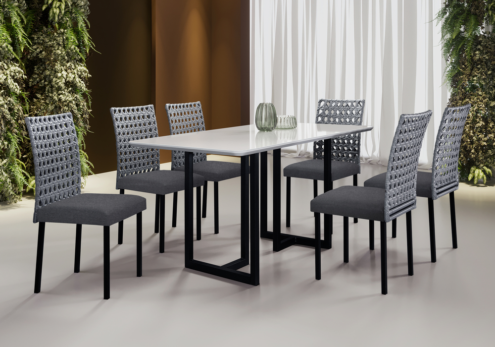 Conjunto de Jantar Lisboa com 6 Cadeiras Base Goiás BM Tubulares