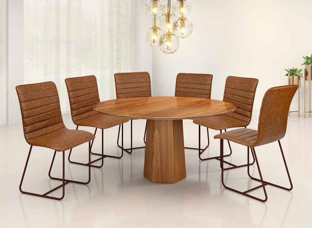 Conjunto de Jantar Itália com 6 Cadeiras e Mesa Redonda Roraima BM Tubulares