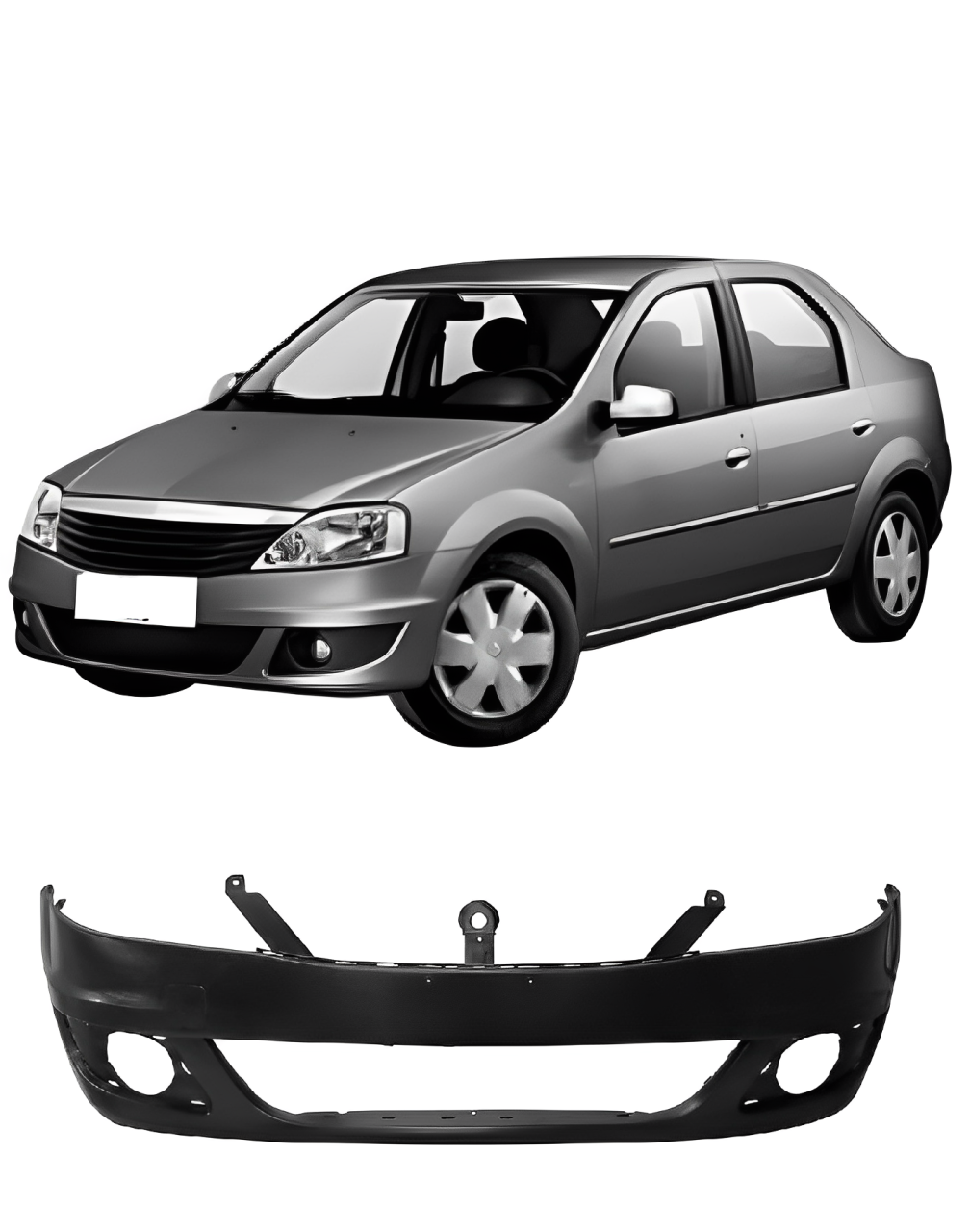 PARACHOQUE DIANTEIRO LOGAN 2010 ATE 2014 COM FURO PRETO LISO