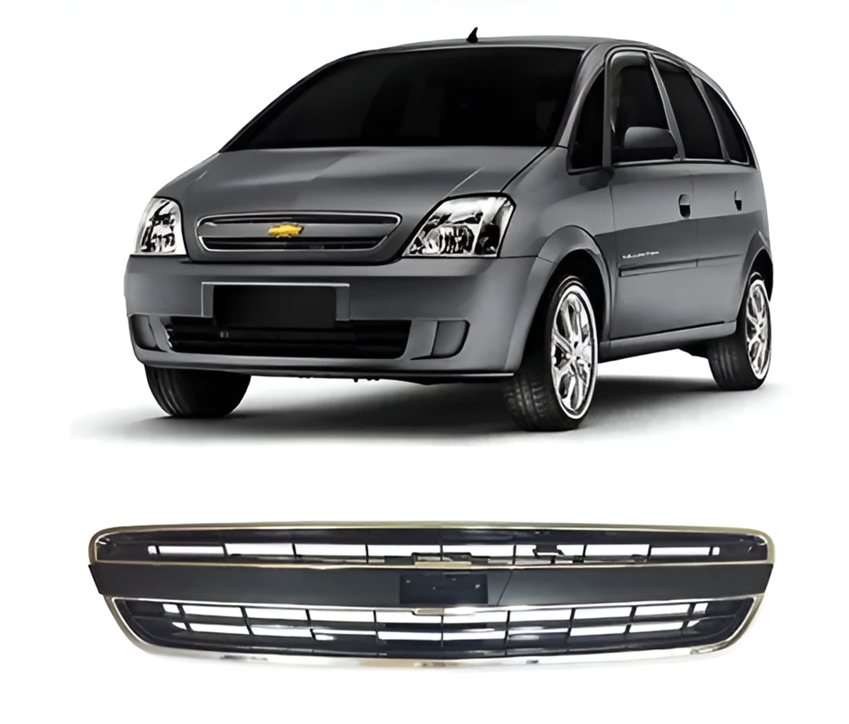 GRADE MERIVA 2009 A 2013 FRISO PRETO ARO CROMADO (GG118)