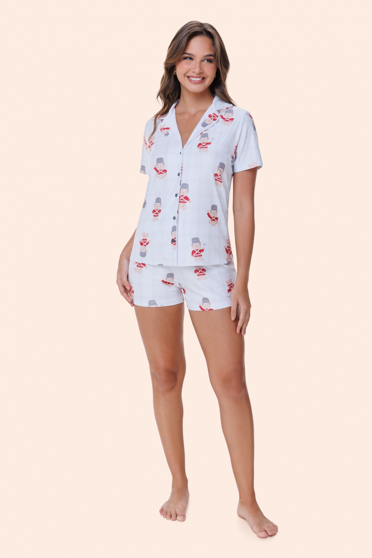 PIJAMA FEMININO CURTO COM BOTÕES SOLDADINHO PLUS SIZE - BOCEJINHO