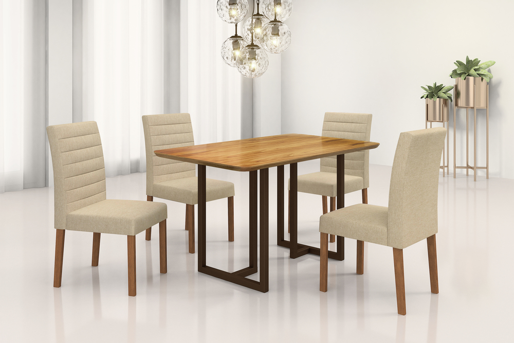 Conjunto Ibiza com 4 Cadeiras e Base Goiás BM Tubulares