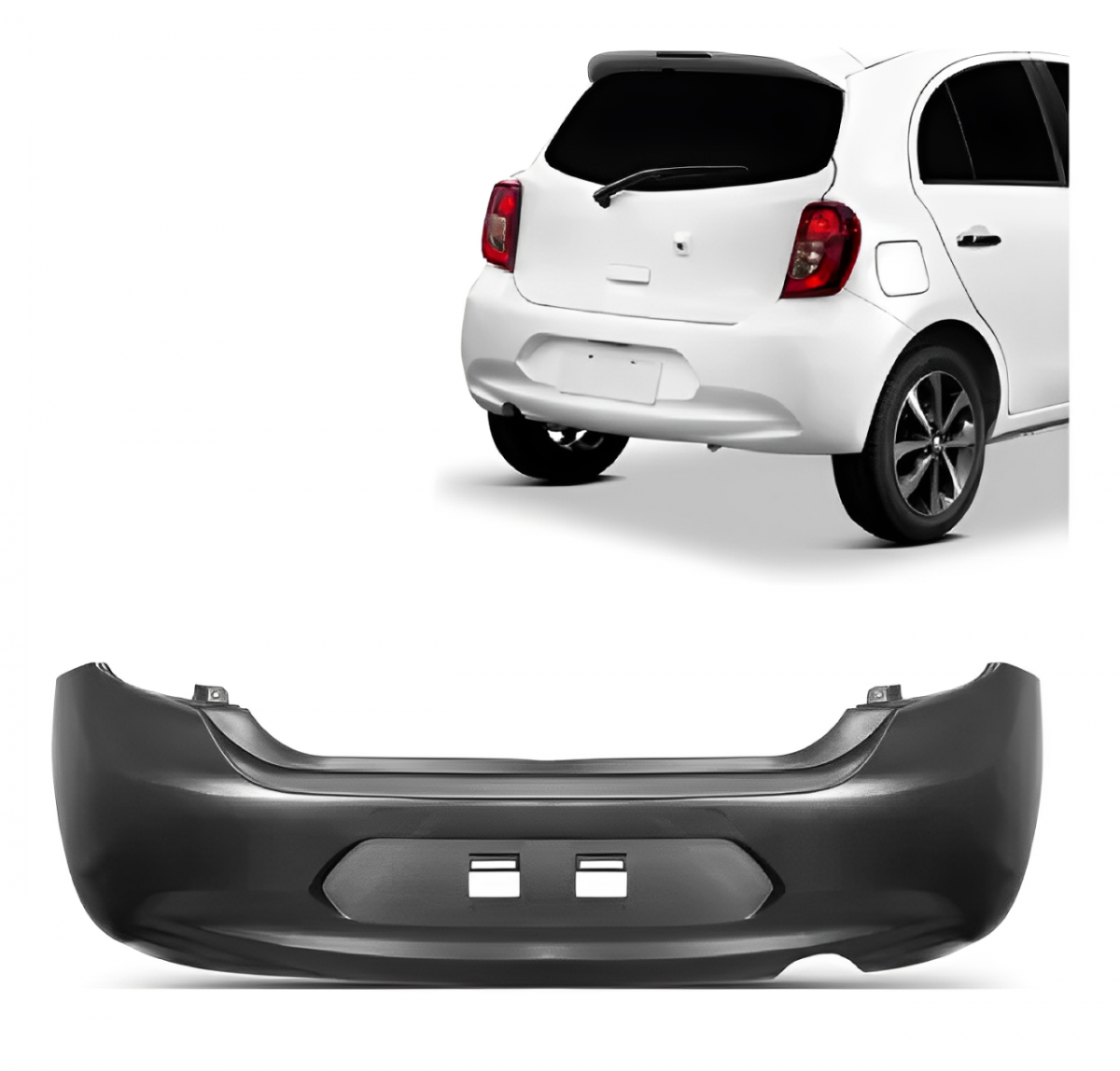 PARACHOQUE TRASEIRO NISSAN MARCH 2014 ATE 2019 PRETO LISO