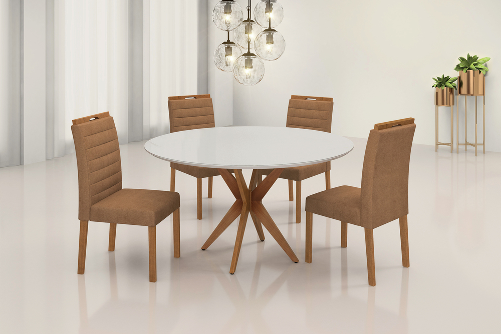 Conjunto Ibiza c/ Chapéu com 4 Cadeiras e Base Sofia BM Tubulares
