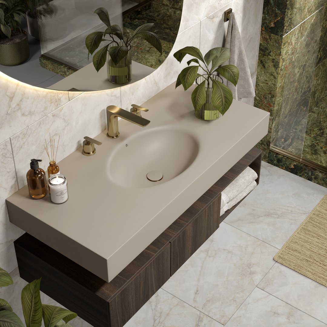 Bancada de Banheiro com Cuba Esculpida Oval Oasis