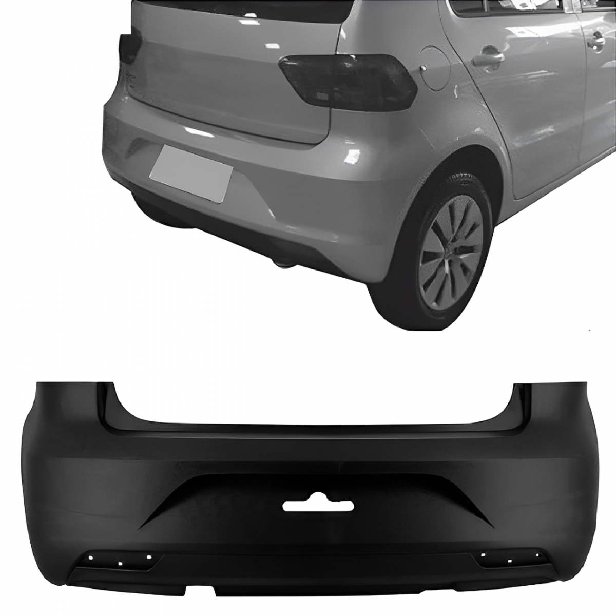 PARACHOQUE TRASEIRO VW FOX 2014 ATE 2018 PRETO LISO