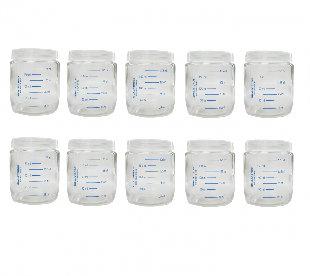 KIT 10 FRASCO DE VIDRO COLETA DE LEITE MATERNO CAP 175ML