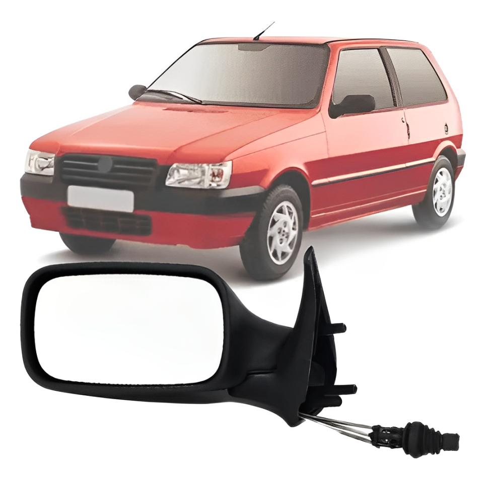 RETROVISOR UNO FIRE 2 PORTAS 2001/2004 COM CONTROLE ESQUERDO