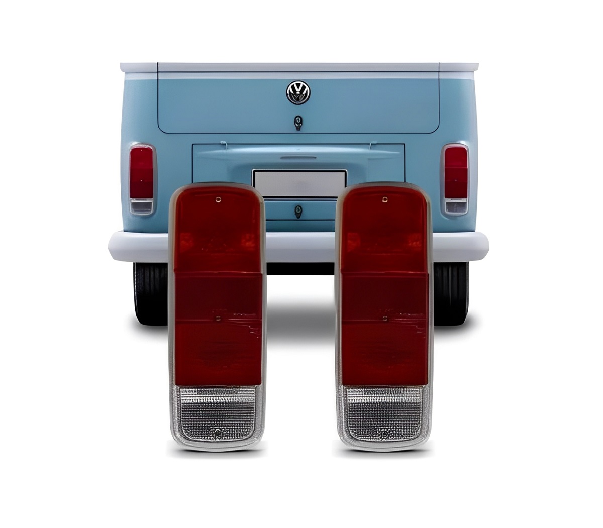 LANTERNA TRASEIRA KOMBI 1976 A 2014 RUBI/CRISTAL S/SOQUETE