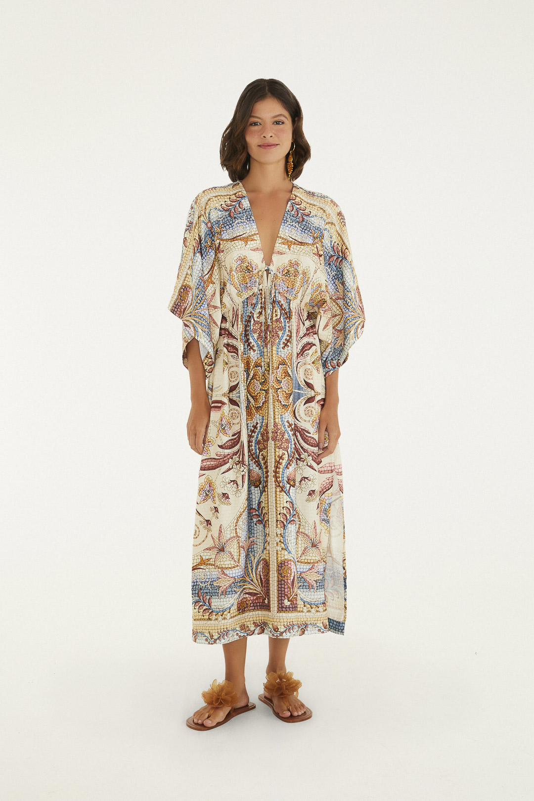 VESTIDO LONGO MANGA VITRAL DO MAR 