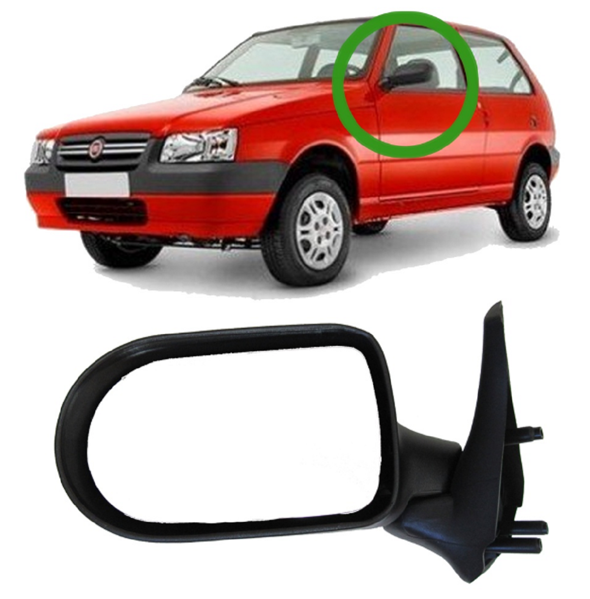 RETROVISOR UNO ECONOMY 2 PORTA 2009/2012 S/CONTROLE ESQUERDO