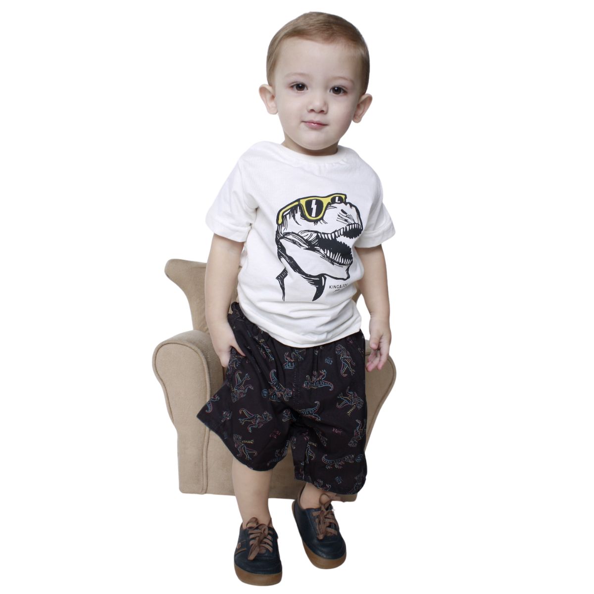 Conjunto King & Joe Camiseta Dino e Bermuda Nylon CJ09017