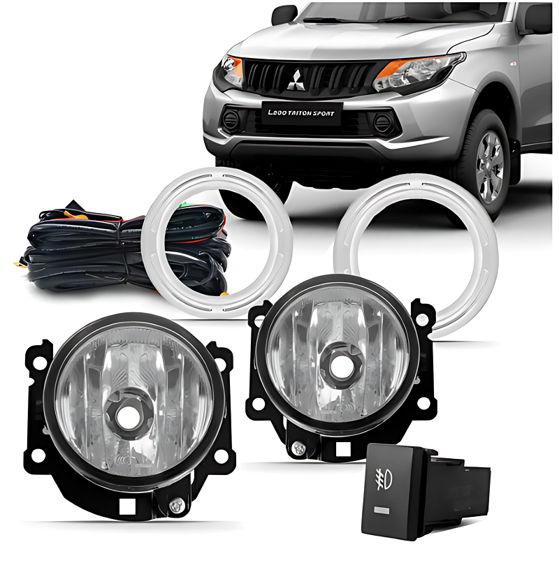 KIT FAROL AUXILIAR L200 TRITON ARO CROMADO 2018 ATE 2020