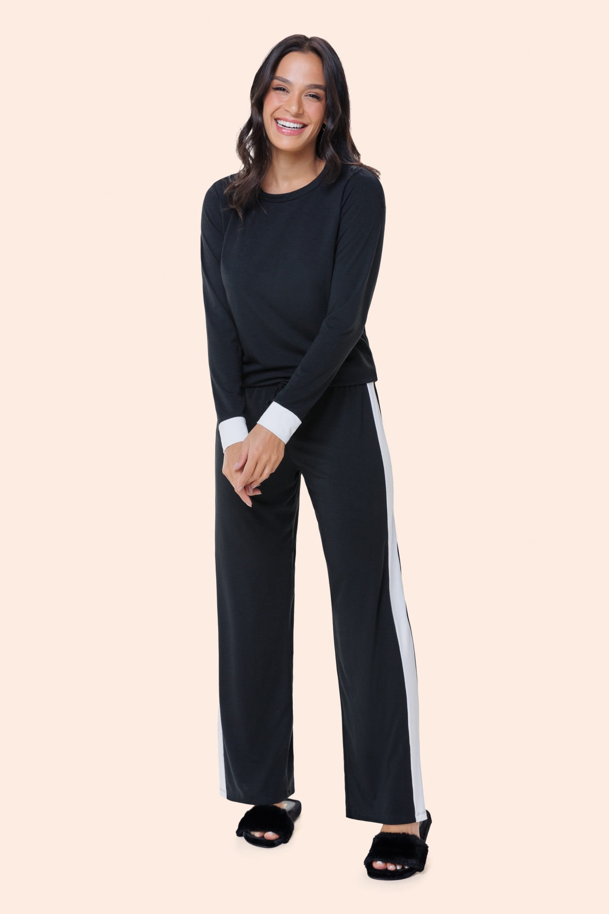 PIJAMA FEMININO LONGO PRETO - BOCEJINHO