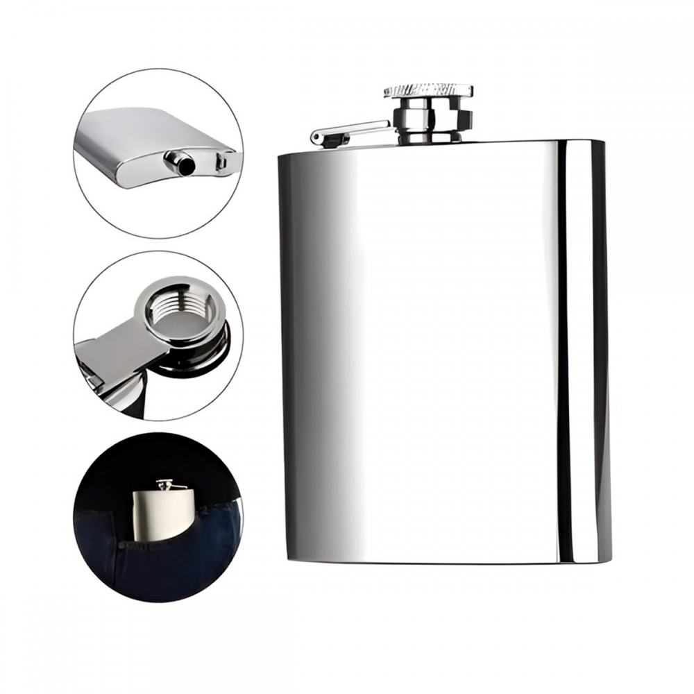 Cantil Inox Premium 240ml: Leve Sua Bebida com Segurança e Elegância