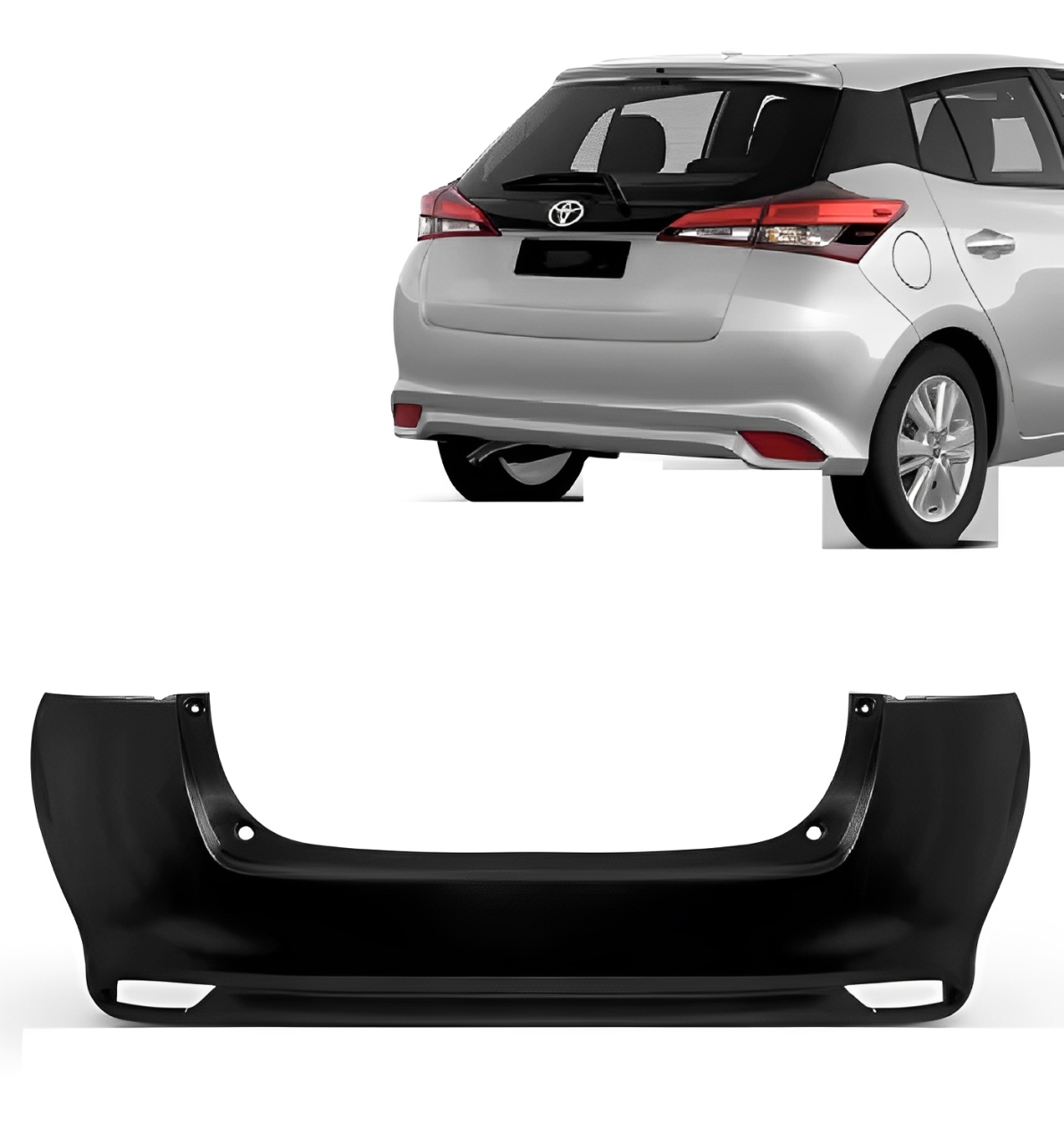 PARACHOQUE TRASEIRO TOYOTA YARIS HATCH 2018 A 2020 PRETO LISO