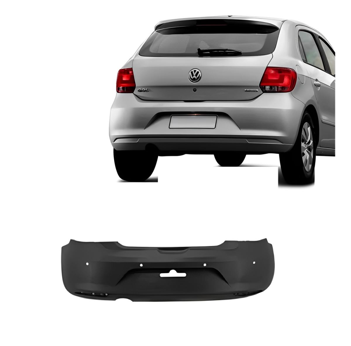 PARACHOQUE TRASEIRO VW GOL G6 2013 A 2015 C SENSOR PRETO LISO