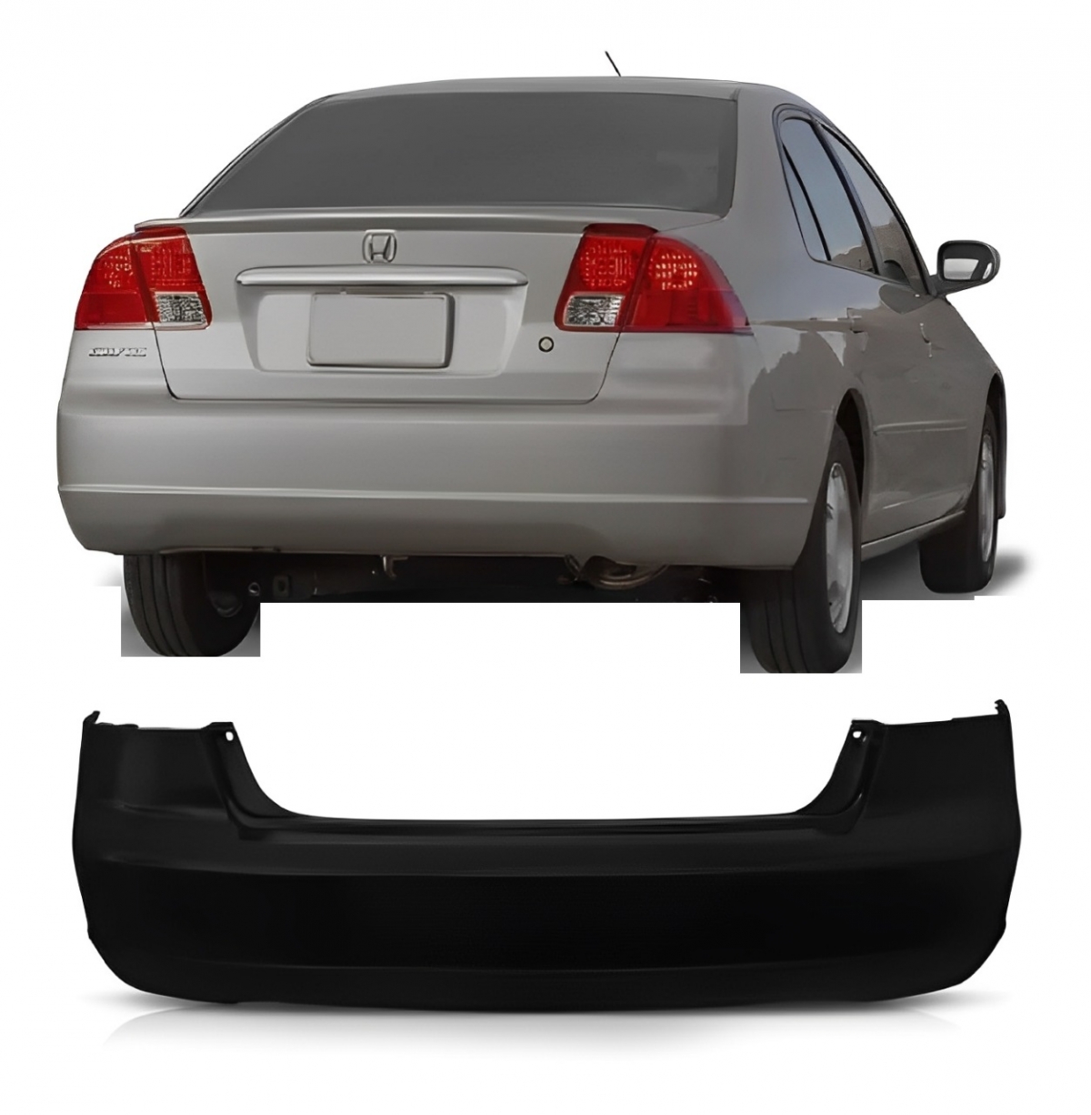 PARACHOQUE TRASEIRO HONDA CIVIC SEDAN 2001 A 2003 PRETO LISO