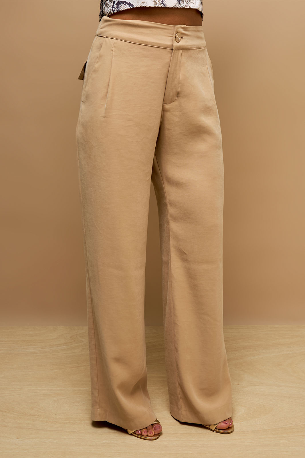 Calça Cós Alto Bege