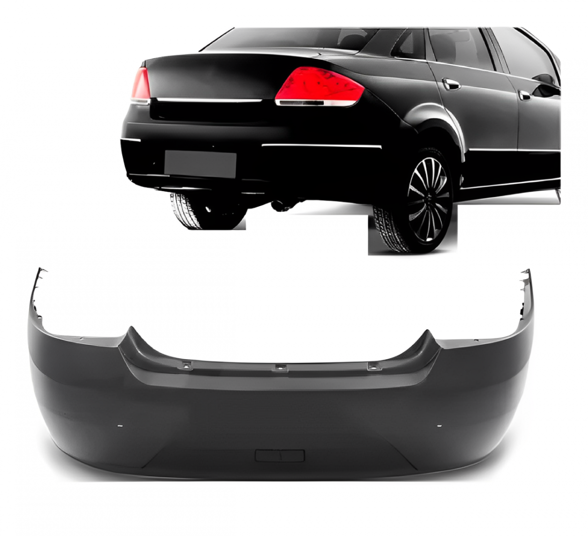 PARACHOQUE TRASEIRO FIAT LINEA 2008 ATE 2013 PRETO LISO
