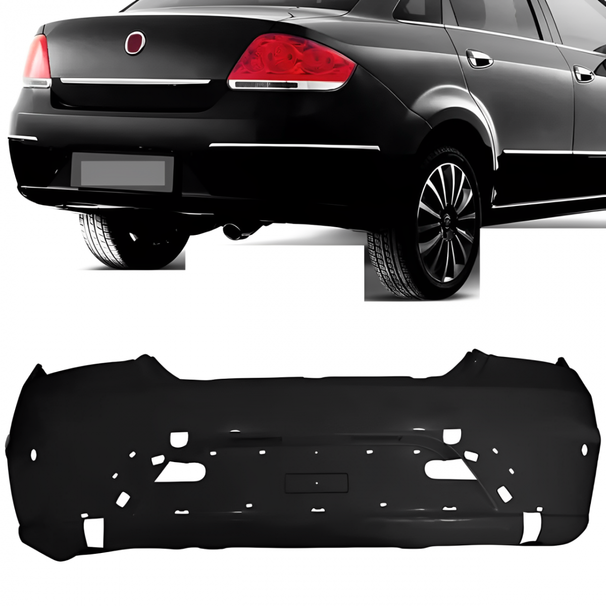 PARACHOQUE TRASEIRO FIAT LINEA 2014 ATE 2016 PRETO LISO