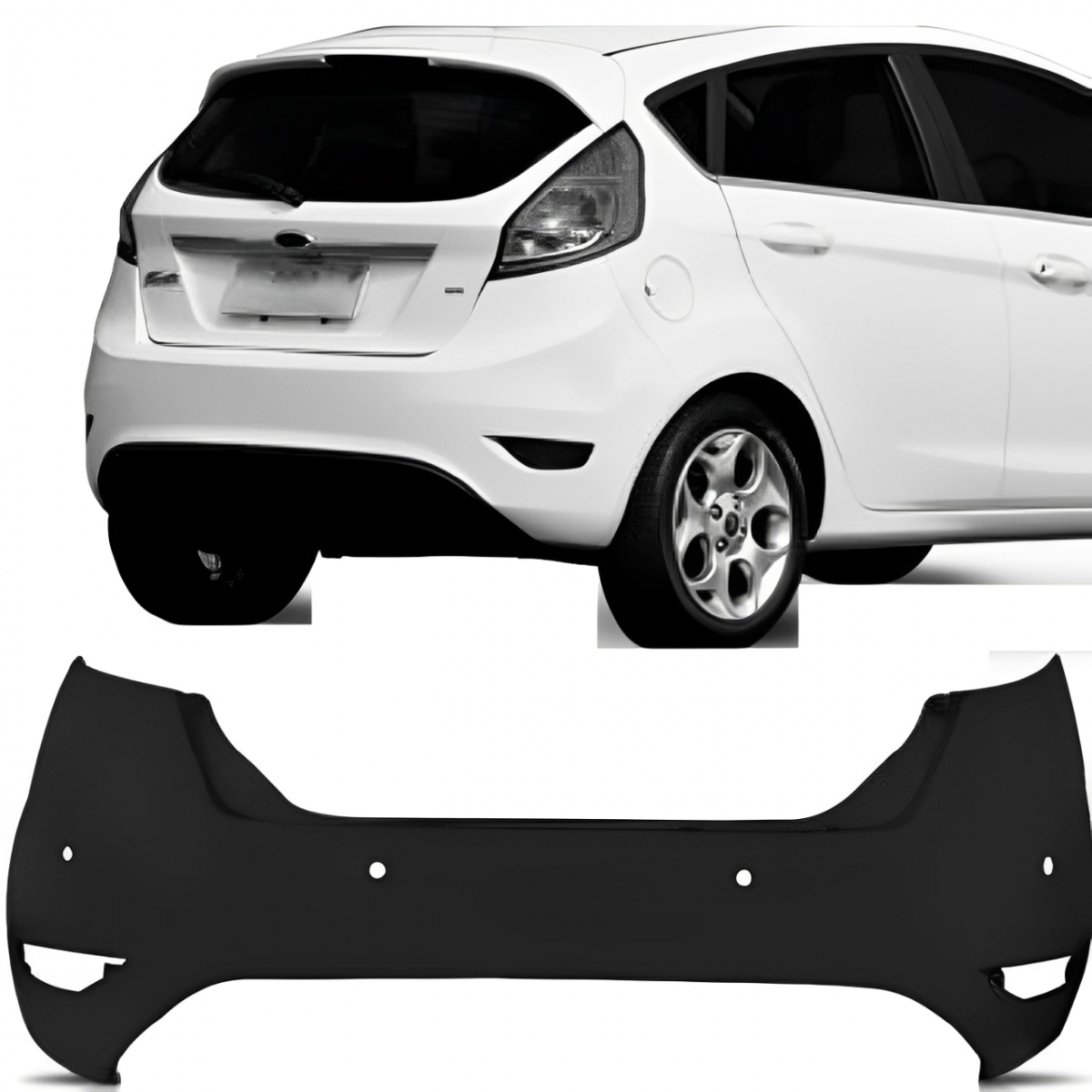 PARACHOQUE TRASEIRO NEW FIESTA HATCH 2013 A 2015 PRETO LISO
