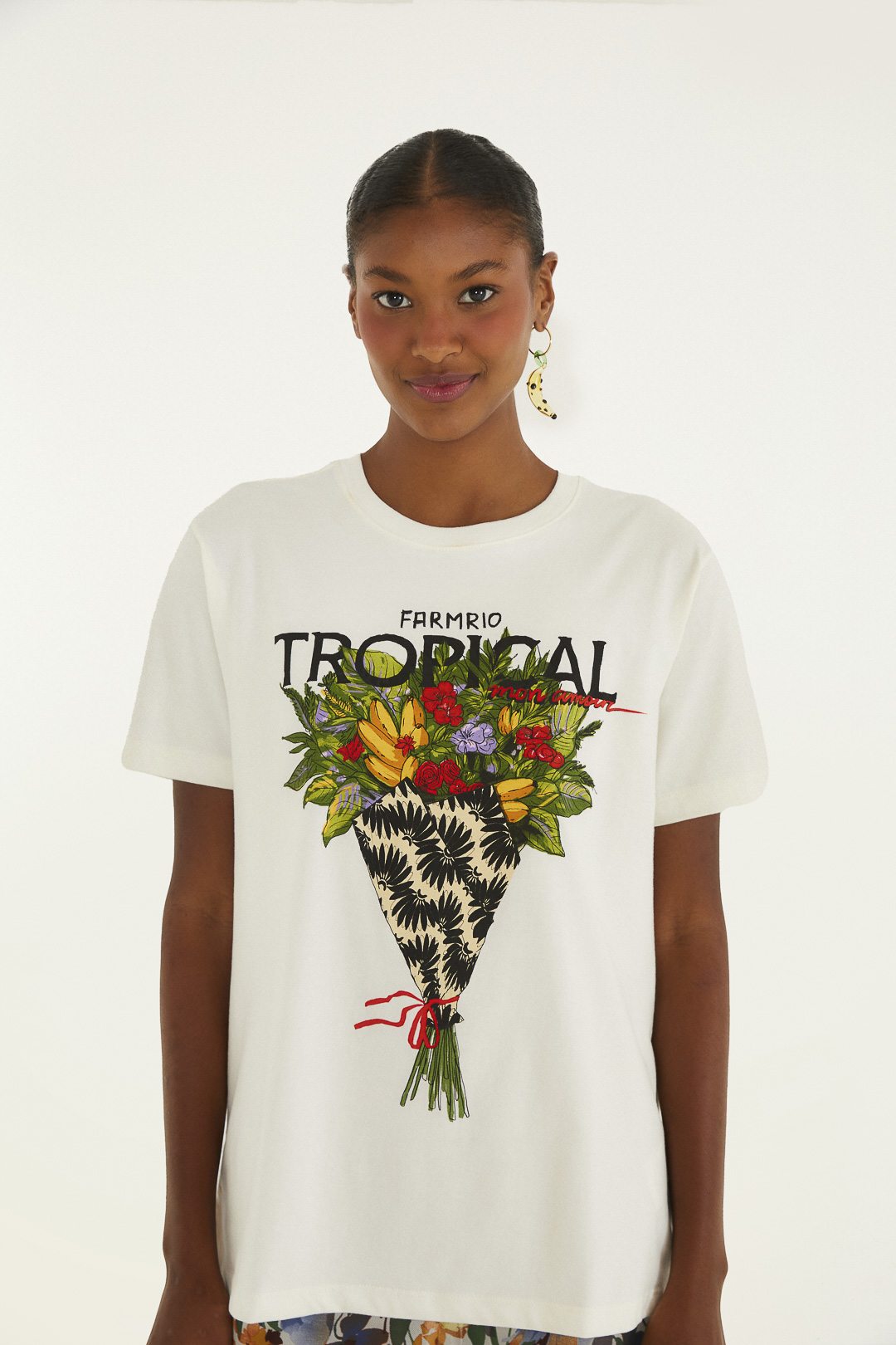 TSHIRT FIT BOUQUET TROPICAL OFF WHITE
