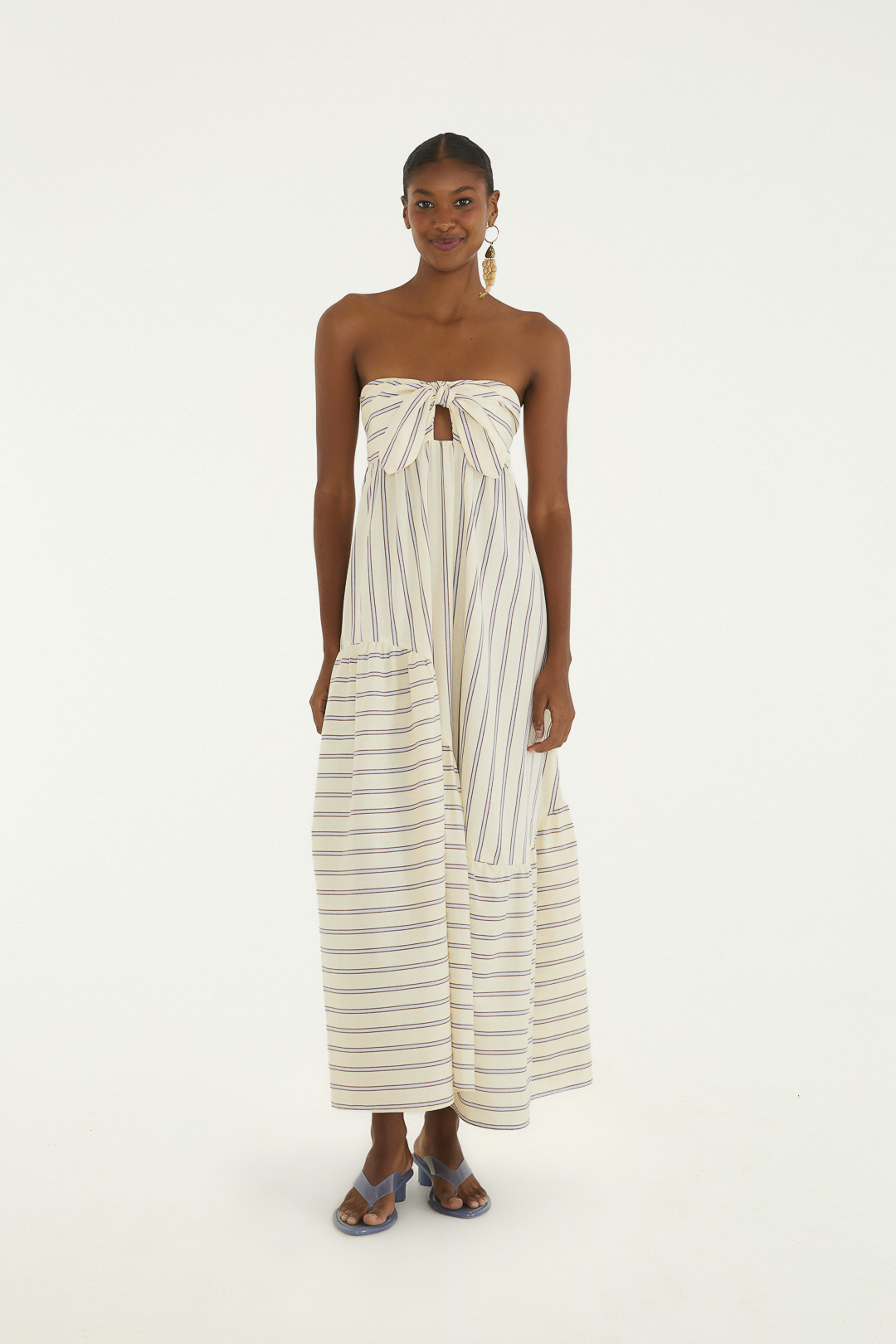 VESTIDO LONGO SEM ALCA LISTRA ALEXIA