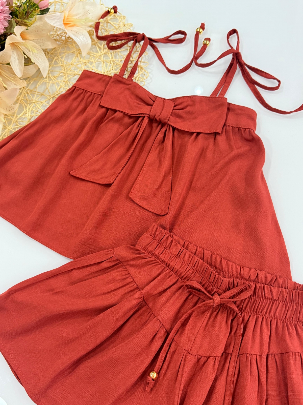 Conjunto Laço Cor Terra