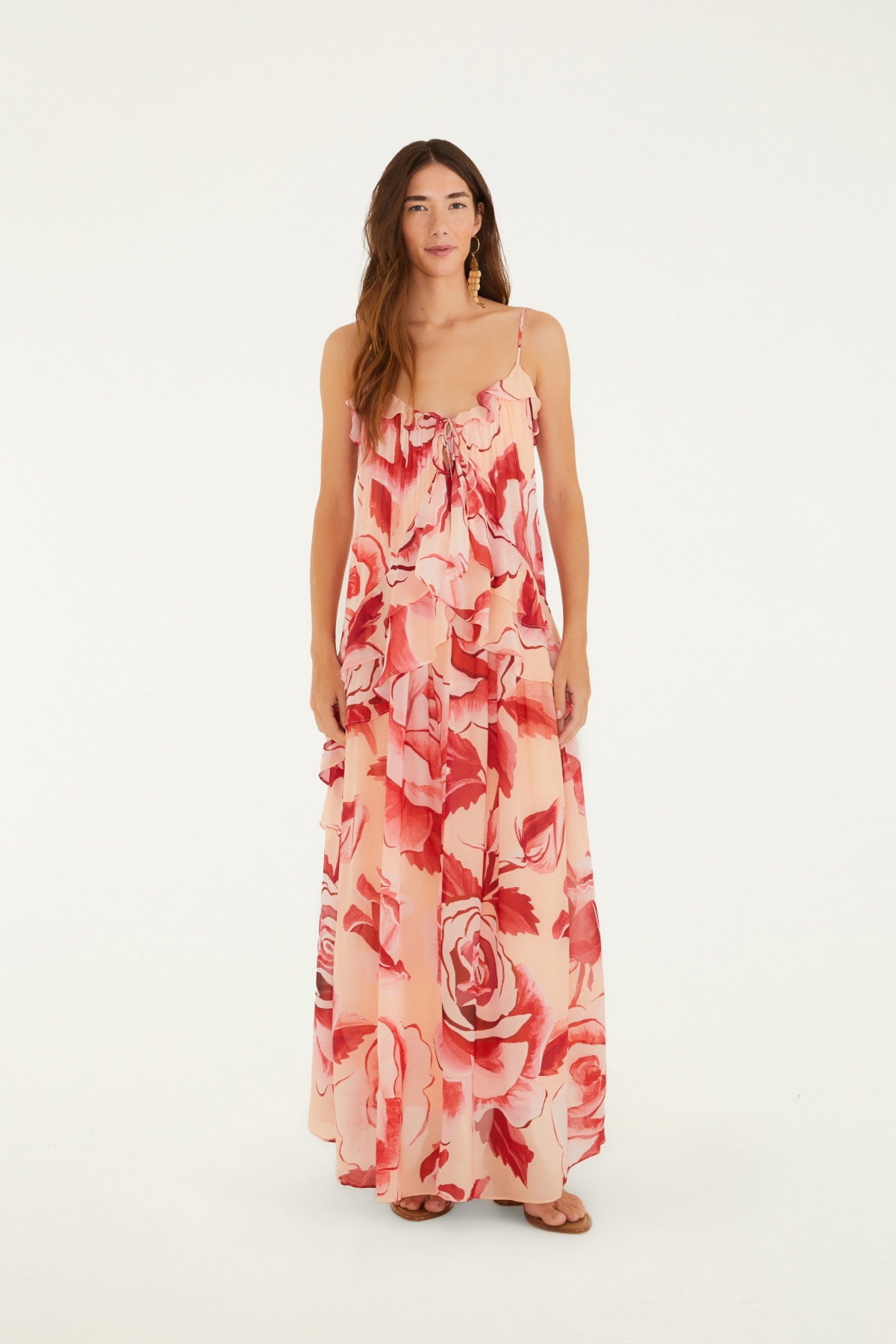 VESTIDO LONGO ROSAS PINTADAS