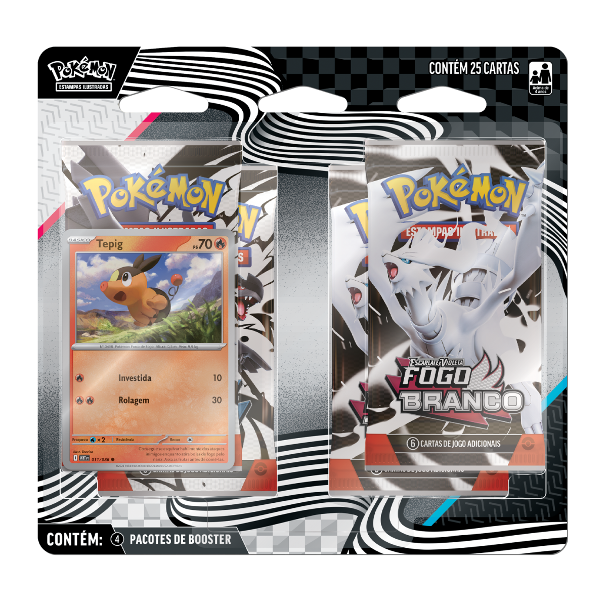POKEMON EV10.5 QUADRU PACK FOGO BRANCO E RAIO PRETO TEPIG