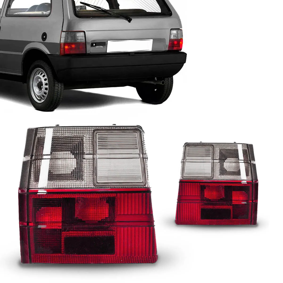 PAR LENTE LANTERNA FUME/RUBI TRASEIRA UNO 1984/2003 PLASTICO