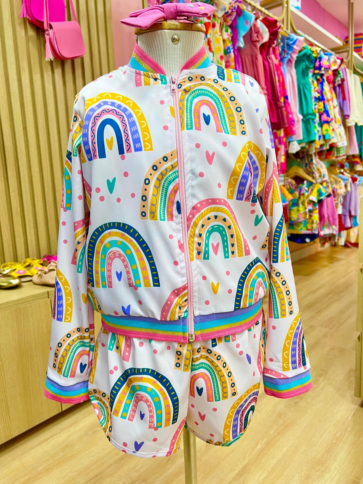 Conjunto Gola Listras Arco iris