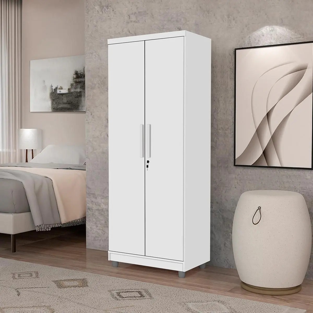 Armário Multiuso Ouro 2 Portas Com Chave Branco