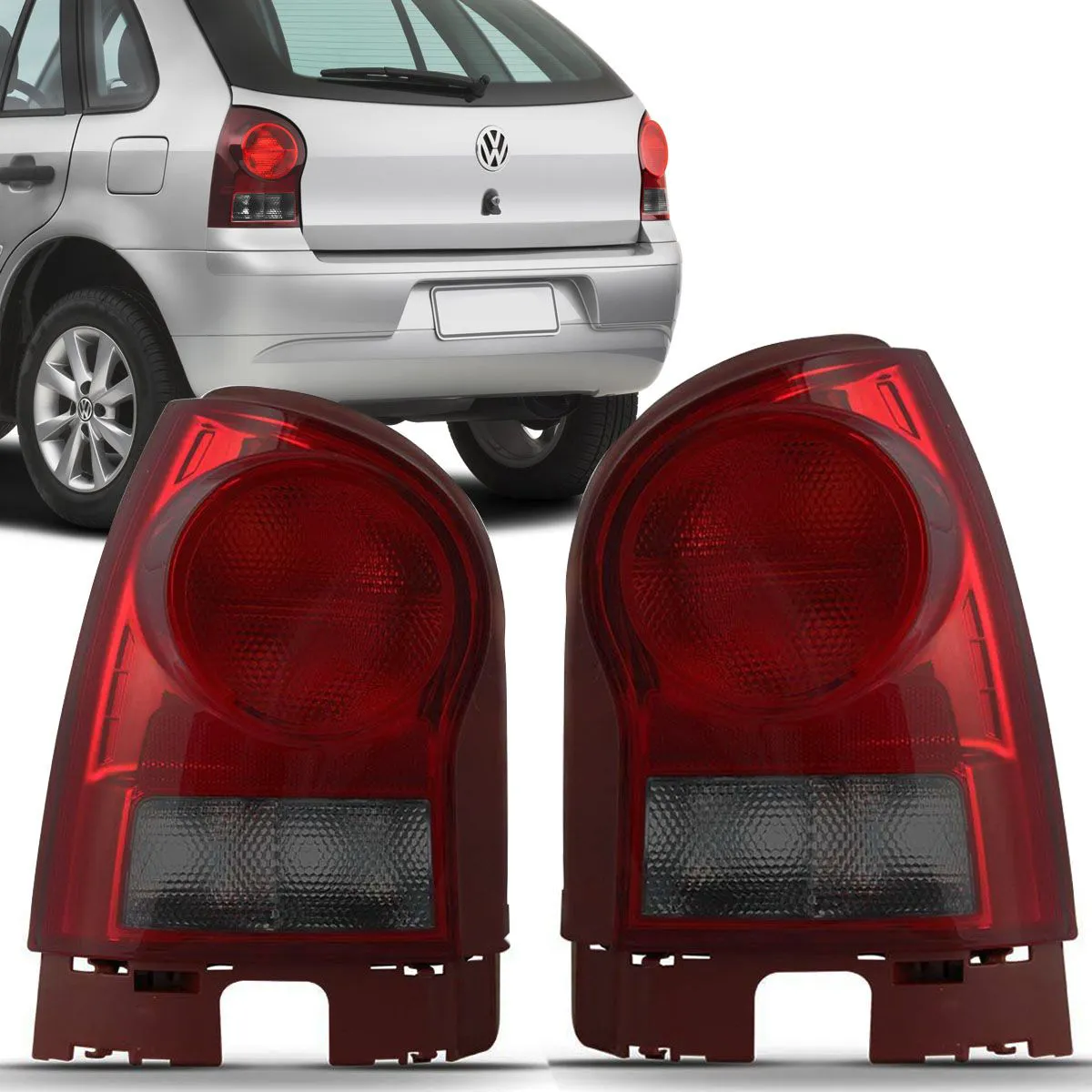 PAR LANTERNA TRASEIRA GOL G4 2006/2011 FUME CARCACA VERMELHA