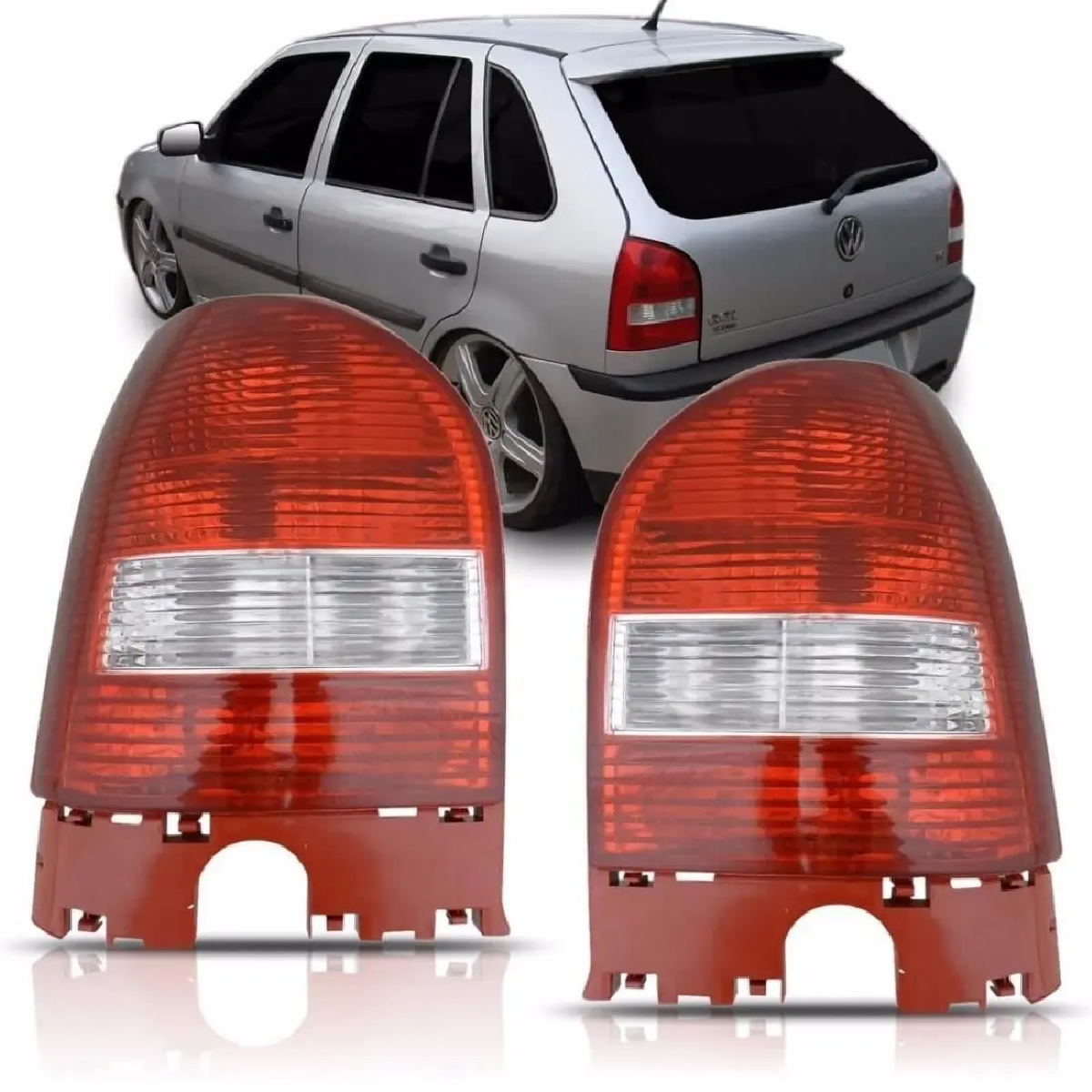 PAR LANTERNA TRASEIRA GOL G3 2000/2005 CARCACA VERMELHA