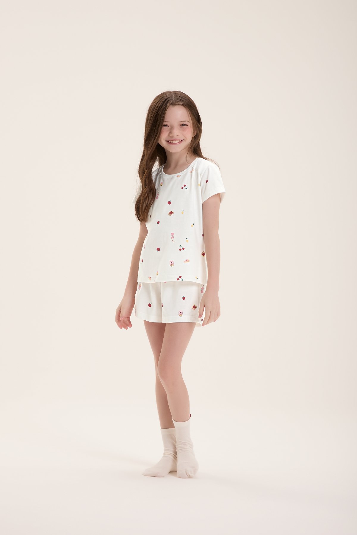 PIJAMA FEMININO INFANTIL CURTO COM MANGA PIQUENIQUE - COR COM AMOR