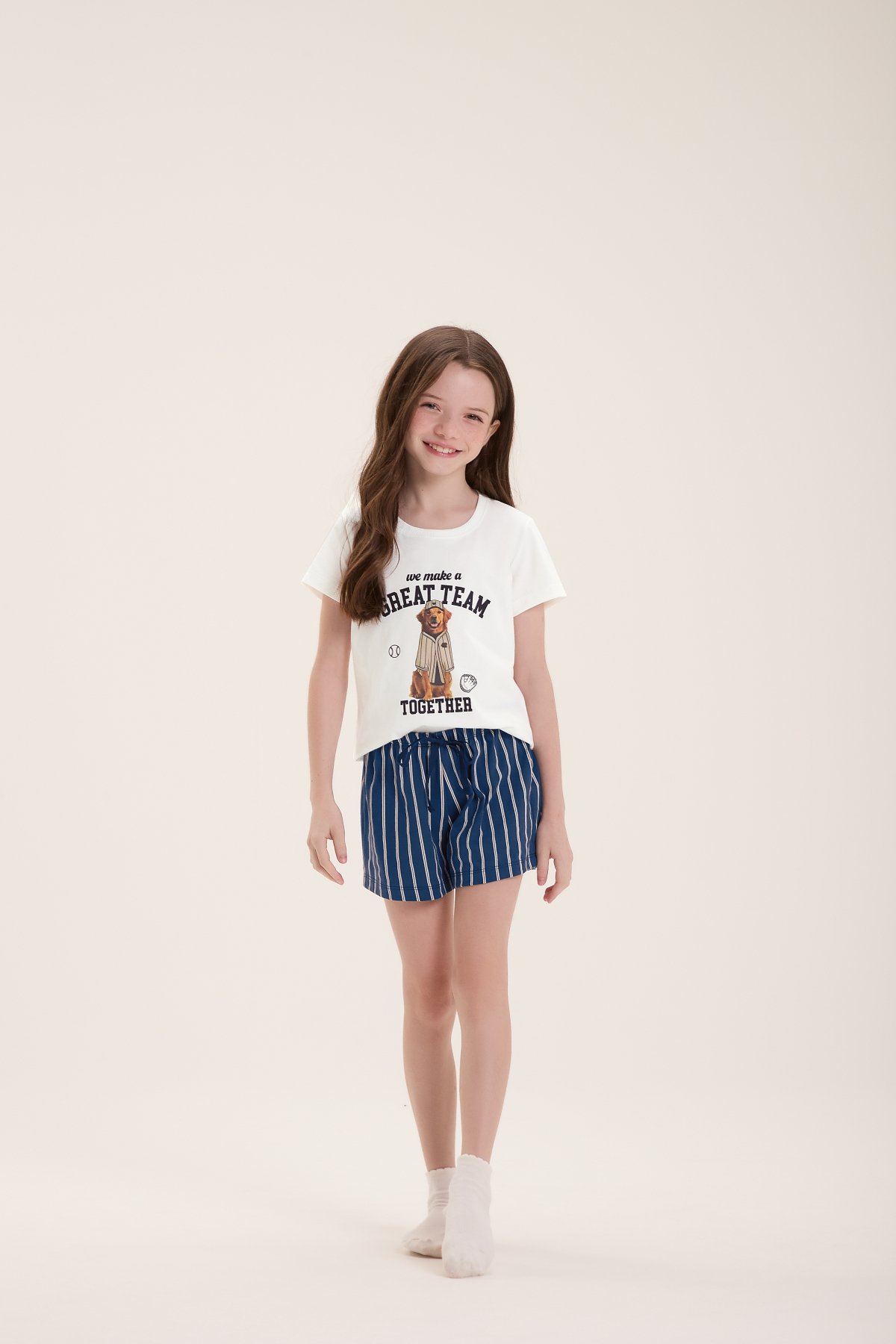 PIJAMA FEMININO INFANTIL CURTO COM MANGA DOG FAMÍLIA - COR COM AMOR