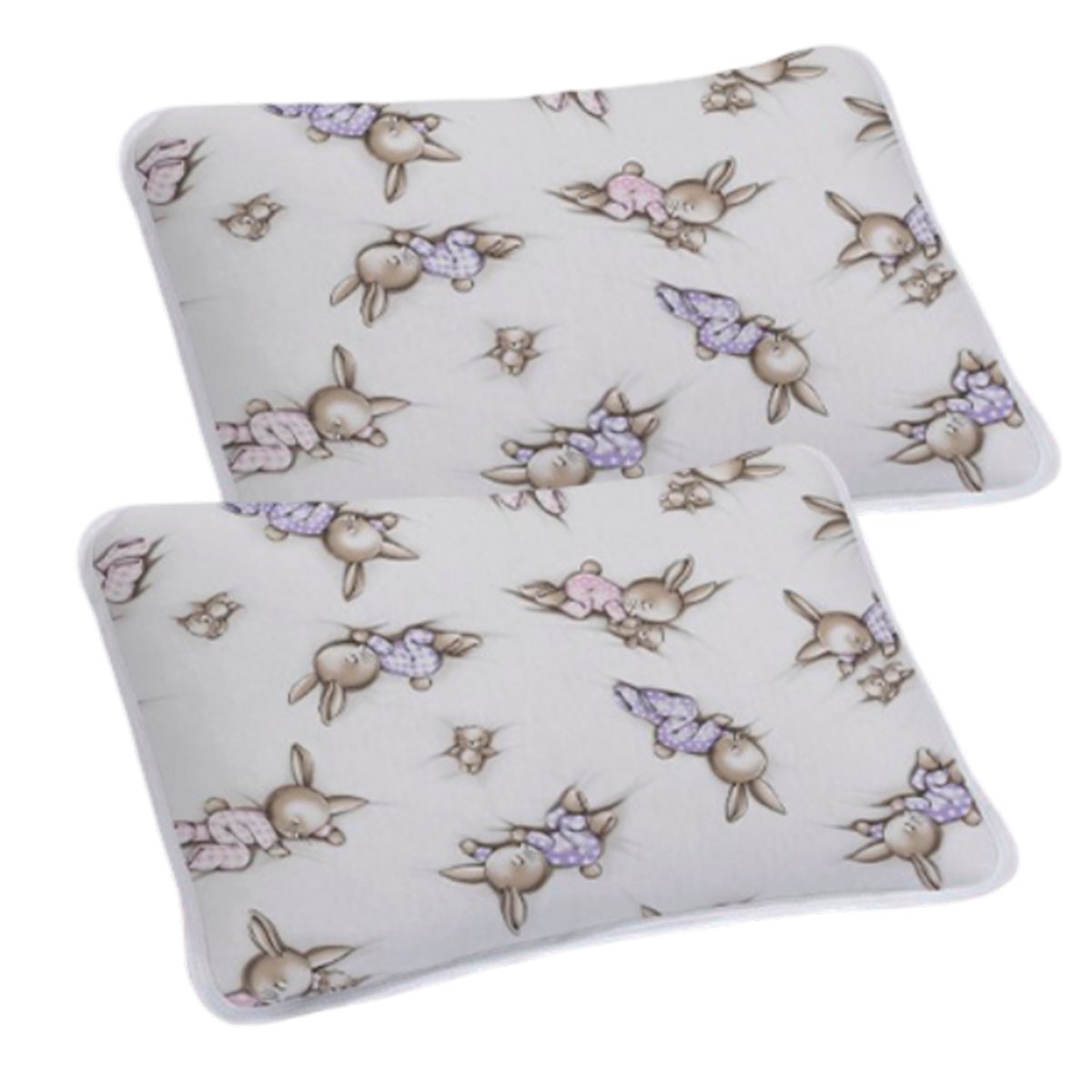 Par de Fronha KazzaVip-Store Baby Malha 100% Algodão Meg Estampada 40cmx60cm Branco